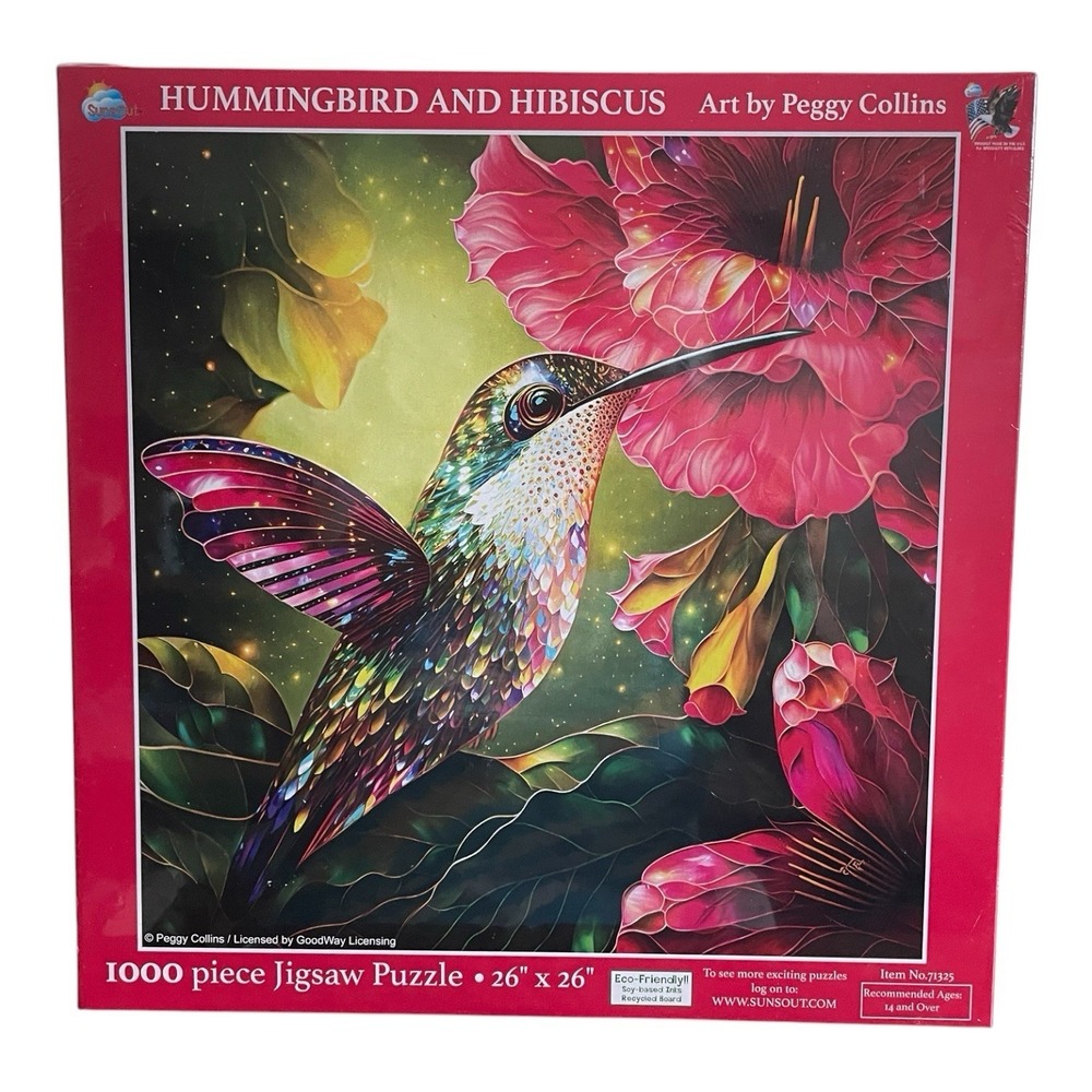 Hummingbird and Hibiscus Puzzle Sunsout Jigsaw 1000pc Sealed New 26" x 26"